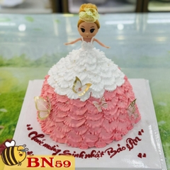 Mẫu bánh sinh nhật đẹp BN59 búp bê bé gái tà váy 2 màu quá xinh