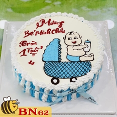 Mẫu bánh sinh nhật đẹp BN62 thôi nôi bé trai tone màu xanh siêu cute