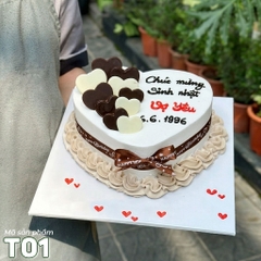 Bánh kem trái tim T01 bán chạy nhất ngọt ngào màu trắng nâu đen xinh cực xinh tặng người yêu
