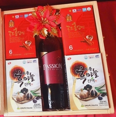 T105: Passion, 2 Sâm chén, 2 Tỏi đen Hàn Quốc, Hộp gỗ sang trọng