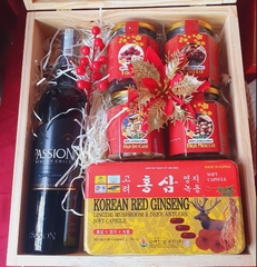 T130 Vang Passion Chile, Đạm Sâm Hàn Quốc, 4 Hũ Trái cây sấy