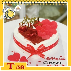 Bánh kem T38 trái tim bột red velved và socola trái tim màu đỏ rực rỡ
