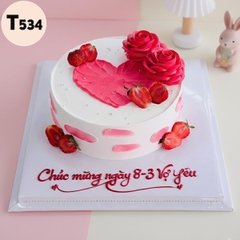 Bánh kem 8/3 T534 trái tim dâu tây ngọt ngào dành tặng vợ yêu