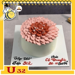 Bánh kem U32 bánh sinh nhật mini đóa hoa trăm cánh màu đỏ hồng xinh