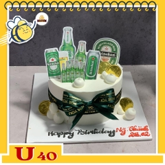 Bánh kem U40 bánh sinh nhật mini phụ kiện lon bia chai bia Ken cho nam