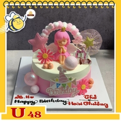 Bánh kem U48 bánh sinh nhật mini mô hình bé gái xinh xắn màu hồng