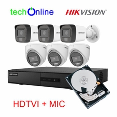 Bộ 06 camera HDTVI Hikvision 2.0MP ghi âm