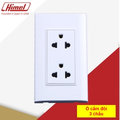 Bộ 2 cái Ổ cắm đôi 3 chấu 72mm  HWDC5P3+HWDC5TWU Himel