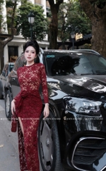 Đầm ren ôm body - Đỏ