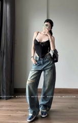 QJ 6540 Quần jean suông