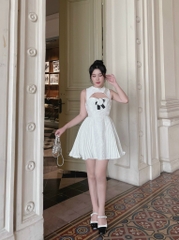 Đầm xòe gấm dập li - (Freesize dưới 54kg)