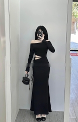 Đầm ôm body tay dài cut eo