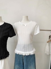 Áo thun cotton ren gấu thiết kế - 673