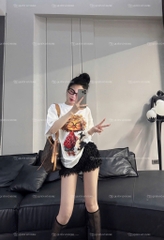 Áo thun cô gái tóc xù mèo