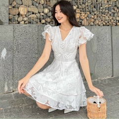 Đầm trắng hoa nổi tay tiên - S