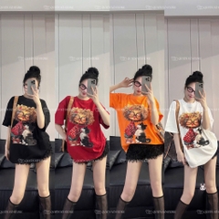 Áo thun cô gái tóc xù mèo