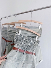 Jum jean wash ống cúp ngực kèm nịt nâu