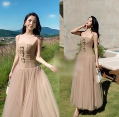 BIGSIZE 55-65kg - Đầm lưới 3 khuy thiết kế xòe