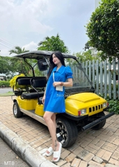 Váy thô cúc bọc tay nhún