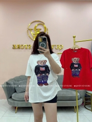 Áo thun gấu teddy - Form rộng dưới 65kg