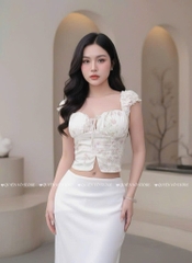 Áo ôm croptop xẻ trơn - HOA