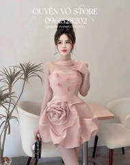 Đầm cúp ngực hoa hồng