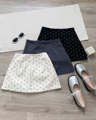 Chân váy chấm bi dáng A - Đen
