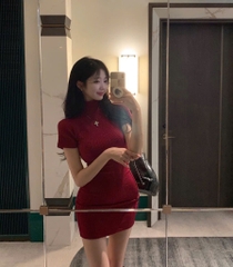 Đầm body cổ lọ - Đỏ