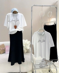 Set áo thun chữ chân váy đuôi cá