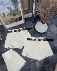 Quần jean đùi rách túi chữ - 2218 - Be