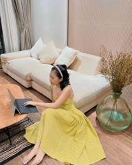 Đầm maxi caro 2 dây bản