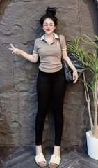 Áo thun cổ bẻ thêu ngựa - Form vừa