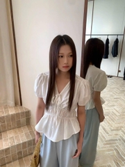 Áo thô cổ V chun eo tk - 838