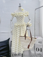 Đầm maxi nơ baby nhún bèo