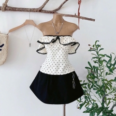 Set trễ vai áo chấm bi