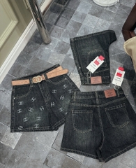 Quần jean đùi Chanel nhí - 2606 - Đậm