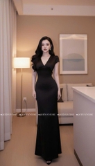 Đầm lụa cổ V - ĐEN