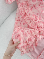 Đầm hoa hồng tà chéo
