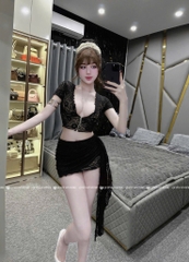 Set ren chân váy vạt - Trắng