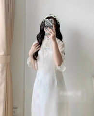 Đầm trắng voan cổ tàu