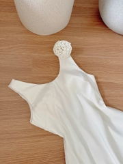 Đầm maxi lụa cúp ngực nơ vai