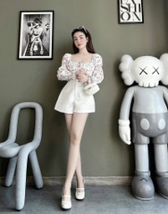 Set croptop hoa nhí quần short 2M