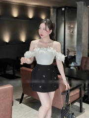 Chân váy chữ A đính đá bling