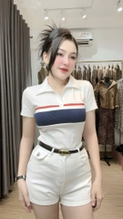 Áo thun cổ bẻ phối màu - Form vừa