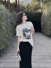 Set áo thun in hình x chân váy đuôi cá