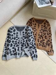 Áo khoác len da beo - Nâu