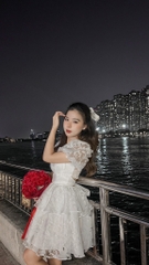 Đầm ren hoa cột lưng - S