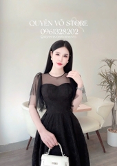 Đầm ren voan tay tiên cổ tròn - Đầm