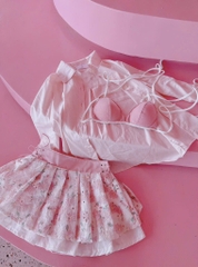 Set bikini 3 món chân váy xô hoa