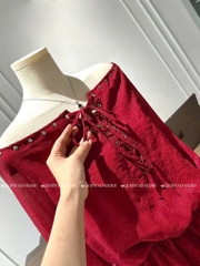 Set áo đỏ trễ vai quần short